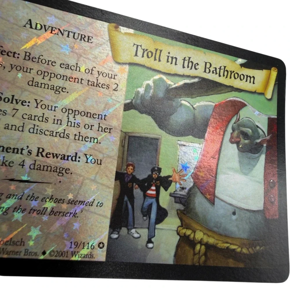 Harry Potter TCG Troll in the Bathroom 19/116 Holo Foil Adventure Card 2001 Rare